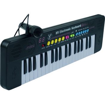 Teclado Piano Musical Iniciante Infantil 37 Teclas Microfone Cor Preto