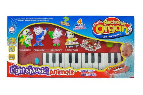 Teclado Musical Infantil Com Sons Instrumentais E Animais Cor Vermelho