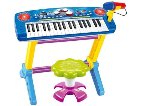 Teclado Piano Infantil Musical Rock Star 37 Teclas com Microfone e Banqueta  Importway Bw151 - BEST SALE SHOP