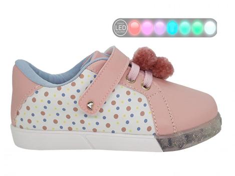 Tênis pampili luz baby fun sale rosa