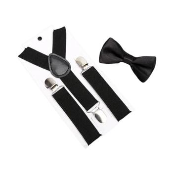 Kit Gravata Borboleta E Suspensórios HISDERN - Xadrez Com Bolso Quadrado - Ajustável Em Y