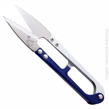 Tesoura ferro manual arremate para tirar ponta de linha - azul e branca ...