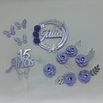 Topo de bolo #borboleta #lilas - Fênix Papelaria E Festas