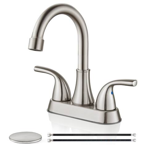 Cinwiny Küchenarmatur Edelstahl - 2 Griffe, Hoher Bogen, 360° Schwenkbar, 20,3 Cm Lochabstand