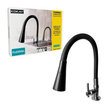 Torneira Para Cozinha Bancada Flexível Tubo Preto 2 Jatos - KOKAY ...