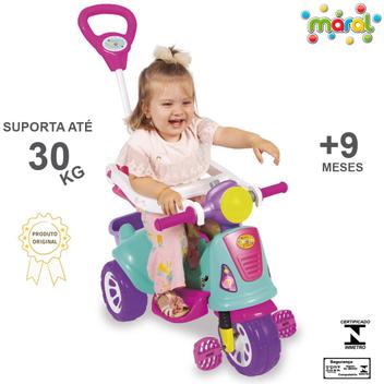 Triciclo Infantil com Guia Motoca Andador Avespa Pink Maral