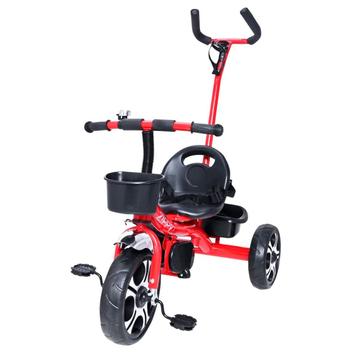 Triciclo Infantil Com Empurrador Pedal Cesta Azul Motoca