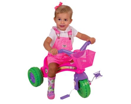 Triciclo Infantil Com Pedal Motoca Menina Suporta ate 24kg Velotrol Tico  Tico Aprox 2 anos