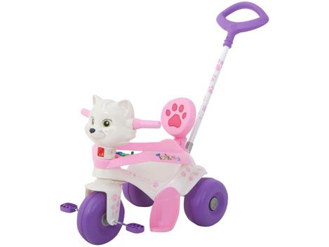 Triciclo infantil meninas tonkinha gatinha com som luz 2 em 1 pedal e haste  empurrador - BANDEIRANTE - Velotrol e Triciclo a Pedal - Magazine Luiza