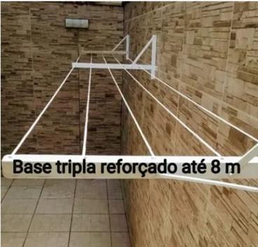 Varal para roupas retrátil muro ou parede com base tripla e reforçado ...