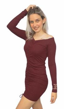 Vestido canelado cheap bordo