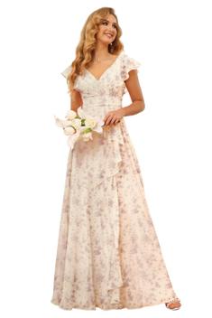 Vestidos largos de dama de honor de chiffon con tirantes de cuello halter Azul Cielo Tallas Grandes