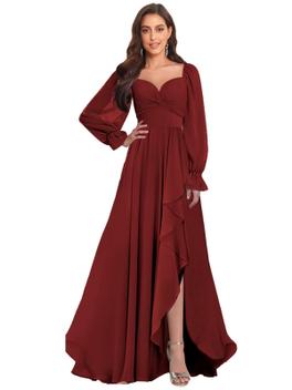 Vestidos de dama de honor de chiffon con mangas cap y abertura Pavo real