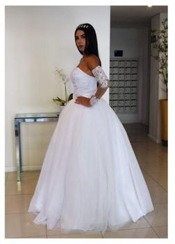 Vestido de noiva ou 15 anos modelo princesa com manga em renda bordada de  pedraria saia 3 metros de abertura - PARTYLIGHT ATELIER DAS NOIVAS - Vestido  de Noiva - Magazine Luiza