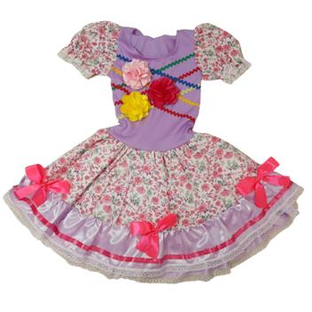 Vestido De Quadrilha Infantil Festa Junina Luxo Algod o Bk24