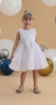 Vestido Infantil Petit Cherie Verão Branco Crochê