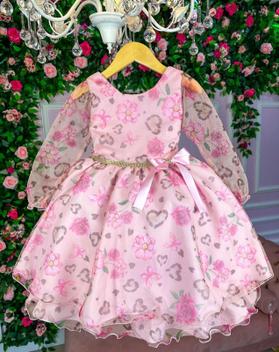 Vestido Infantil Juvenil Glamourosa Rosa Florido glamurosa