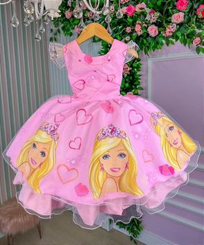 Vestido Infantil Barbie  Feito somente na máquina doméstica 