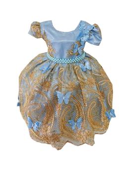 Vestido Infantil de Festa Azul Bebê Luxo Realeza Princesa Menina Cinderela  Frozen Elsa