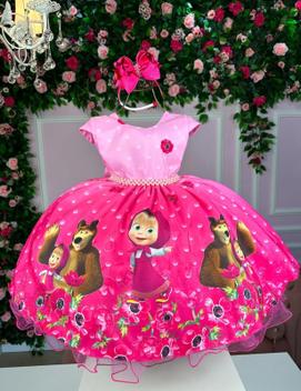 Vestido Infantil Tematicos Masha Macha Rosa Luxo - Roupas Femininas ...