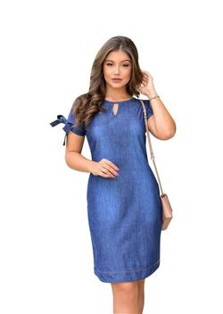 Vestido Jeans Com Detalhe Na Manga-roupas Jeans Evangélicas