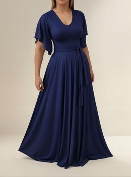 Vestido Longo Feminino Elegante Com Manga Flare Casual Dress