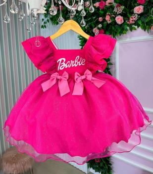 Vestido Princesa Belli Tematico Barbie Pink - Fabuloso Ateliê