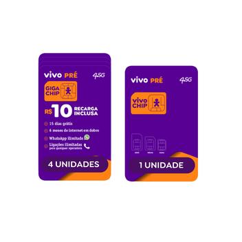 VIVO Chip Kit 5 unidades 1 sem recarga e 4 com recarga - Chip de ...