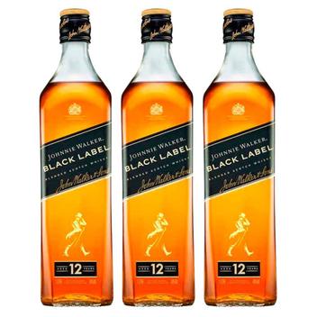 Whisky Black Label 1L 3 Unidades Johnnie Walker - Whisky