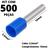 500un Terminal Tubular Ilhós Pré-isolado Simples Para Cabo de 2,5mm² Metal 12mm Azul E2512