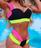  Biquíni Neon Bloco De Cores Elegance Neon Duas Tiras Moda Praia