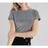 Blusa cropped feminino gola rasa poliamida lurex manga curta