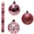 Bola de natal mista glitter / estrela alto relevo arabesco vazado rose 9 pecas 6cm de ø