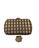 Bolsa de festa clutch bordada dourada com marrom Coffe