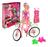 Boneca Musical C/ Bicicleta + Acessórios Patins Capacete Vestido Tipo Barbie Articulável  