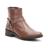 Bota Casual Couro Feminino Cano Curto Zíper Tiras Argolas Moda Inverno Elegante Salto Baixo