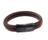 Bracelete Rosso 20Cm Couro Trançado Preto Linhas Vermelho