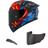 Capacete KYT TT Course Magnet Azul e Vermelho Mais Viseira Fumê e Spoiler Fumê