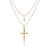 colar duplo feminino Cruz jesus cristo ponto de luz folheado dourado gargantilha corrente fino