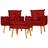 Conjunto 2 Poltronas Para Sala Decorativa e Puff Opala Suede Vermelho Escuro Click Pol