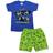 Conjunto Camiseta Azul Marinho e Bermuda Verde Meninos Skate