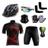 Conjunto Ciclismo Camisa Proteção Uv e Bermuda + Capacete Ciclismo + Luva Ciclismo + Óculos Esportivo +  Manguito + Bandana