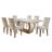 Conjunto de Mesa de Jantar com Tampo de Vidro e 6 Cadeiras Maia Veludo Creme e Imbuia