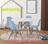 Conjunto De Mesa Eames Eiffel Madeira Infantil 68cm Redondo Branco 4 Cadeiras Azul