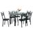 Conjunto De Mesa Itália Com 6 Cadeiras 1,40m Preto/Floral Granito Artefamol