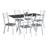 Conjunto de Mesa Miami Com 6 Cadeiras Lisboa Branco Liso E Preto Listrado