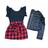 Conjunto Feminino Infantil Body Saia Xadrez E Jaqueta Menina