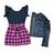 Conjunto Feminino Infantil Body Saia Xadrez E Jaqueta Menina