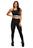  Conjunto Fitness Calça Legging Cintura Alta + Cropped Alcinha Preto com Elásticos