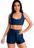 Conjunto Fitness Feminino Cropped Liso e Short Liso - Azul Marinho